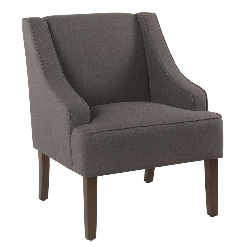 Fauteuil d'appoint incurvé Daryann, Polyester gris anthracite foncé