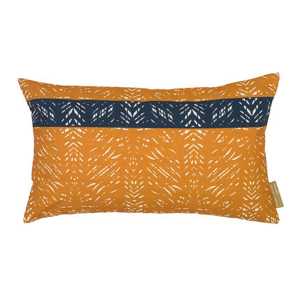 Housse de coussin Batik, Abstrait bleu / orange