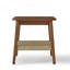 Table d'appoint de style Mid-Century de 23 po avec tablette tissée, table d'appoint Boho avec rangement, tables de chevet, petite table d'appoint pour canapé de salon, bureau de chambre à coucher, noyer foncé