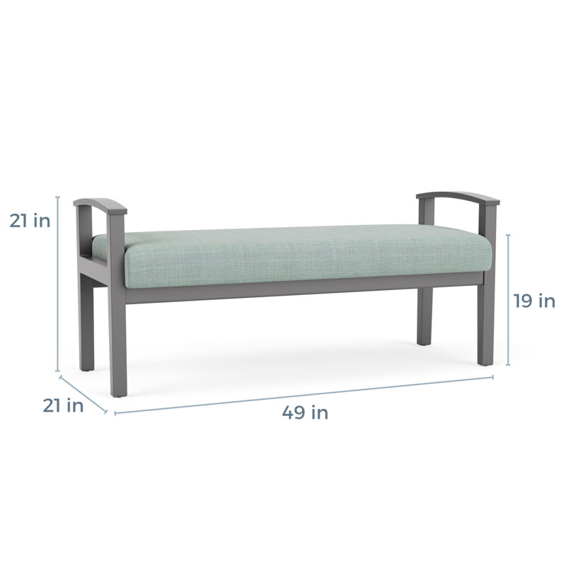 Banc en bois massif Amherst, Étain, Chambray écume de mer