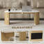 Table basse, table centrale avec plateau en marbre, bois naturel-1471884859