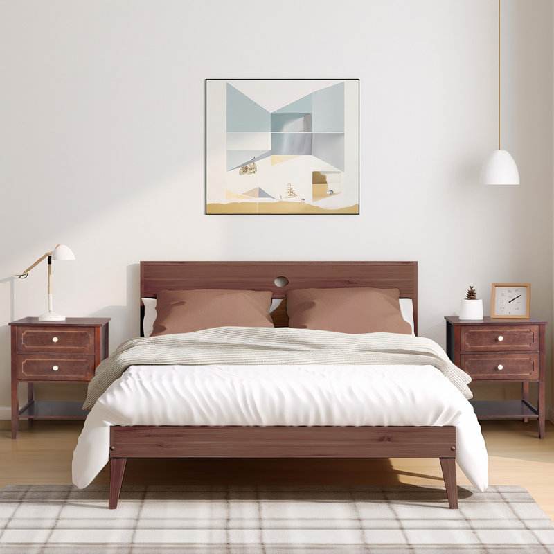 Table de chevet 2 tiroirs avec rangement 22 po, Brun, 27.9'' H X 22'' W X 13.3'' D