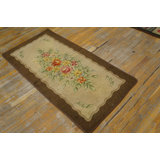 Vintage American Hooked Rug American Ivory 1980s