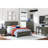 Full Size Transitional Bed With Decorative Gray Louvered Panel In Headboard And Design