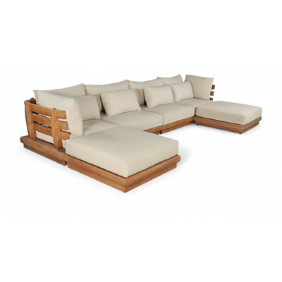 Ivry Water Resistant Fabric Upholstered Outdoor Patio Modular Sectional