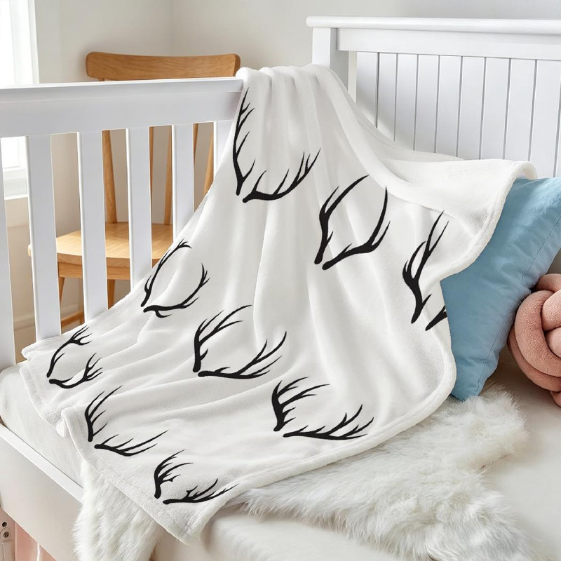 Jeté en molleton noir ultra doux en flanelle, tête de cerf élan, Jeté 30 po x 40 po