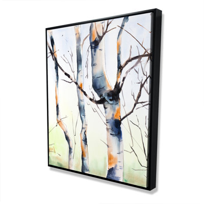 Three Small Birch Trees - Framed Canvas for Home Decor