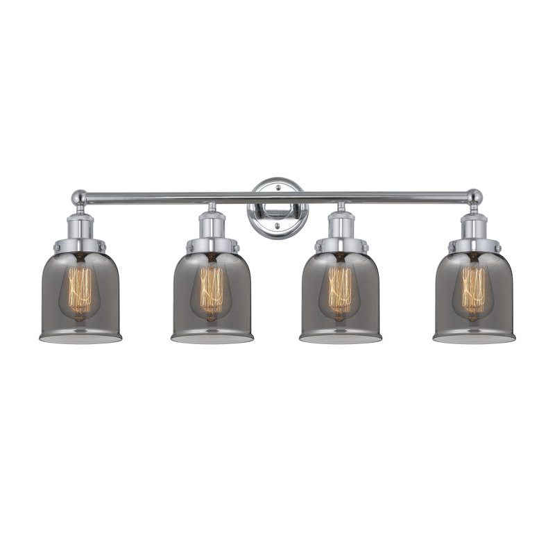 Éclairage pour meuble-lavabo à 4 lumières à intensité variable Asheton, Plaqué couleur fumée, Chrome poli
