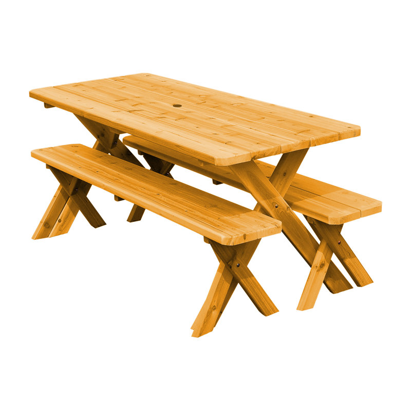 Table de pique-nique rectangulaire Guertin, Teinture naturelle, L 94 po x l 27 po x H 30 po