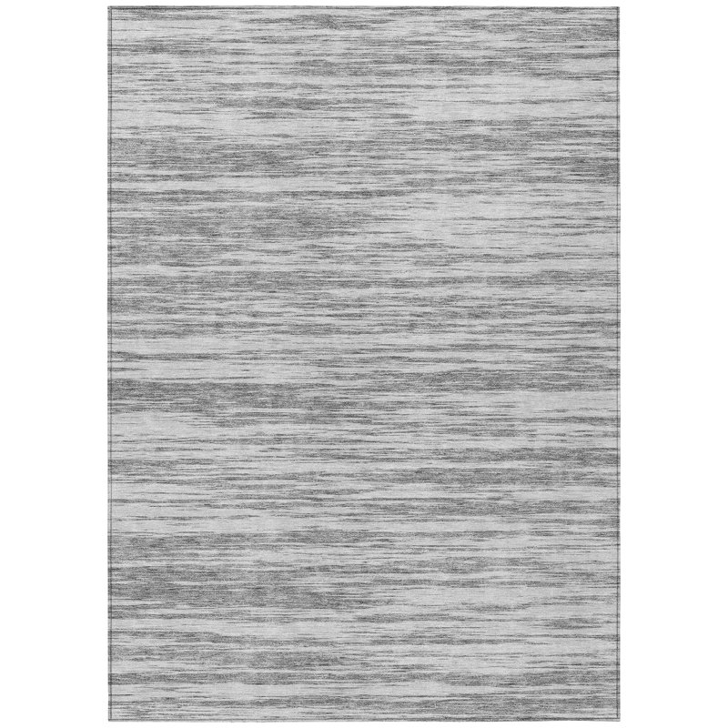 Tapis intérieur lavable abstrait gris et ivoire 3 pi x 5 pi