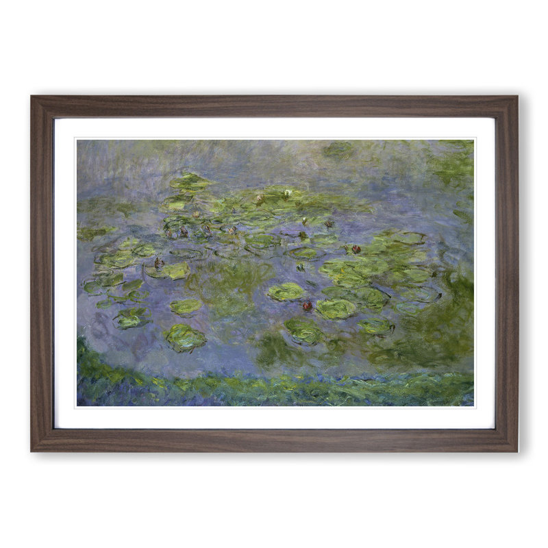 Water Lilies Lily Pond Vol.12 by Claude Monet - Picture Frame Painting, Walnut, 48cm H x 65cm W x 2cm D