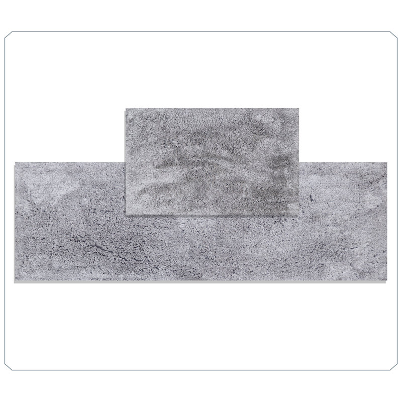 Luxury 2-Piece Microfiber Bath Rug Set, Non-Slip Rubber Backing, Quick-Dry, Ultra-Absorbent, Plush Machine Washable Bathroom Runner and Large Rug for Tub, Sink & Vanity, Grey