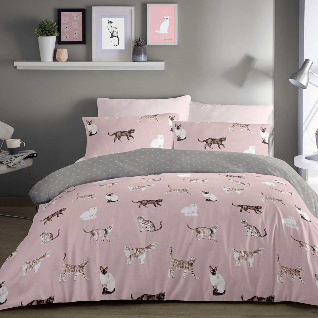 Cats Polyester No Pattern Duvet Cover Set with Pillowcases Included