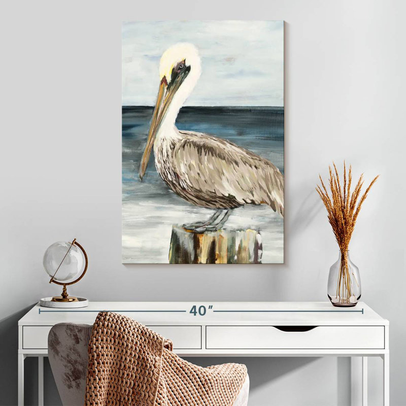 Brampt Muted Perched Pelican, 30" H x 20" W