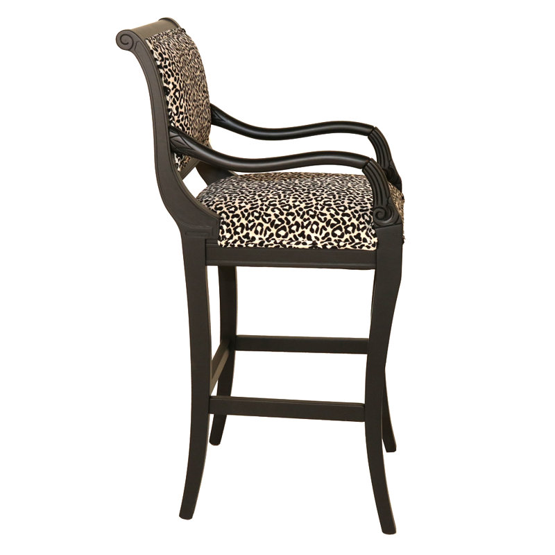 Tabouret de bar en bois massif Dagenham, Beige, Noir