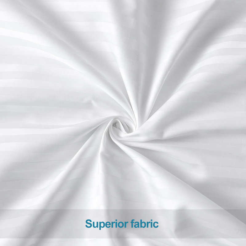 Gusseted Pillow Protector 400TC Cotton Stripe YKK Zipper Closure (White, King), King