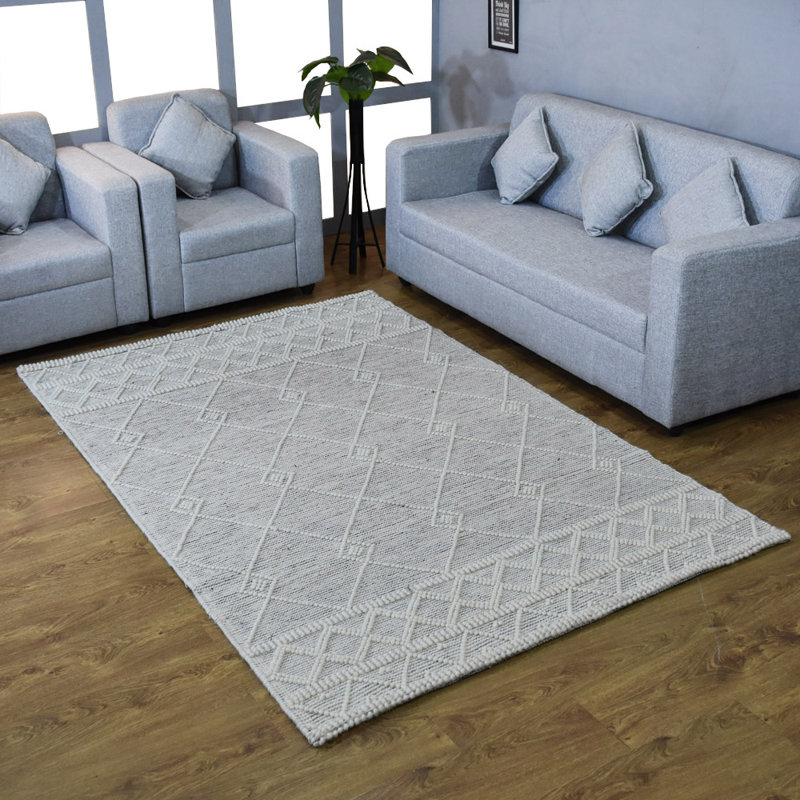 Tapis contemporain en laine et en coton tissé à la main Brenson