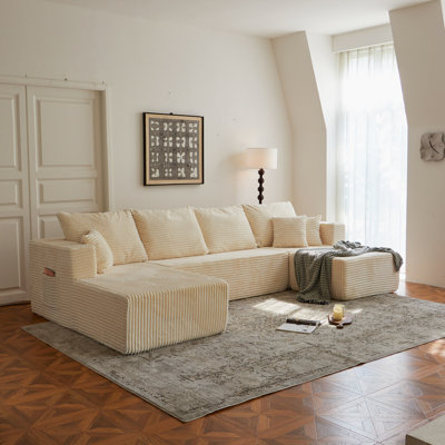 Canapé modulaire 133,86 po avec repose-pieds Cloud, canapé rembourré, canapé en U confortable pour le salon, canapé d'angle à assise profonde, aucun assemblage requis