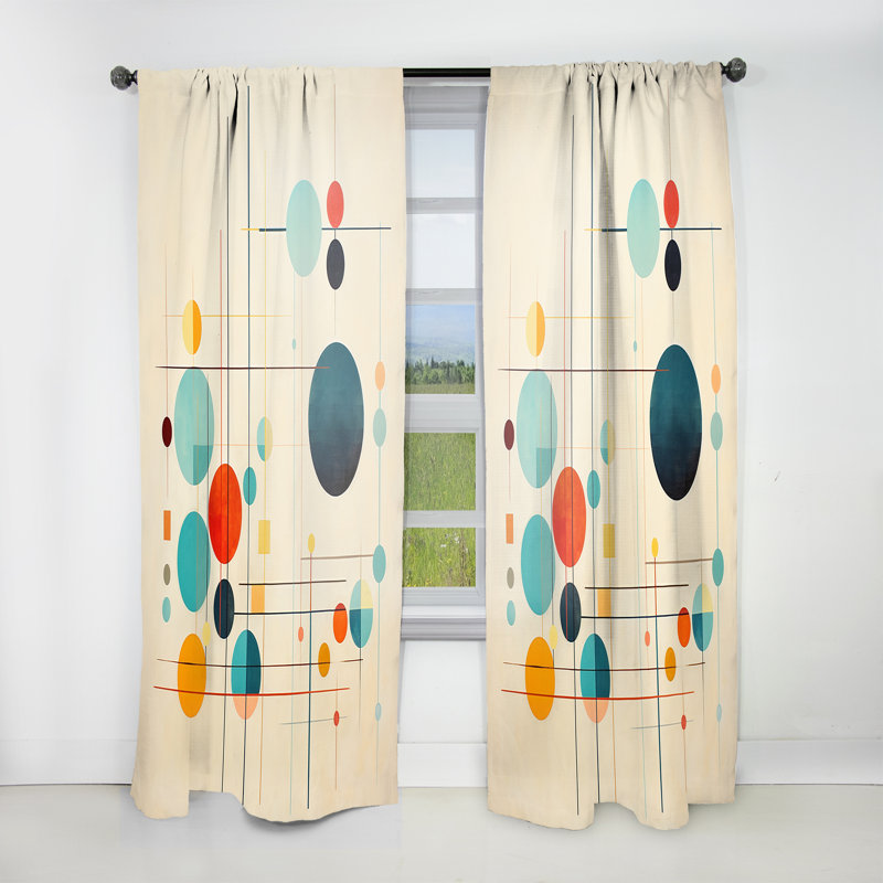 Syncronicities Midcentury Elegant Retro Art - Rideau en velours abstrait - 1 panneau, L 52 po x L 108 po