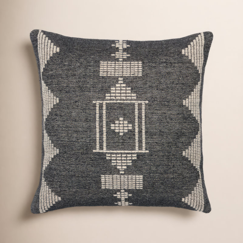 Cinar Embroidered Cotton Throw Pillow, Polyester/Polyfill