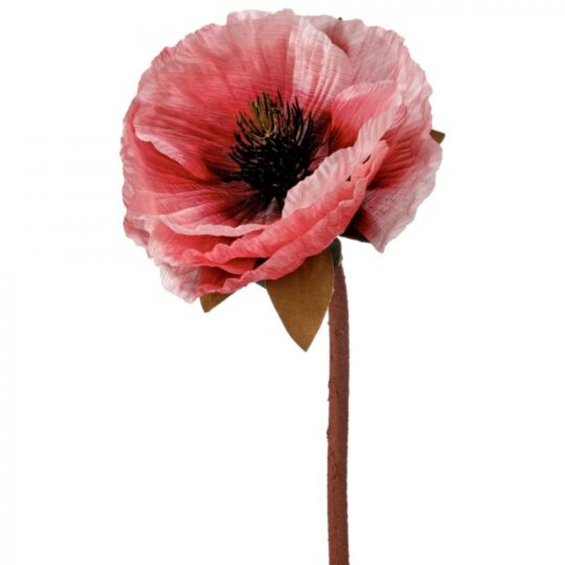 Couture Poppy Stem Artificial Flower, Pink