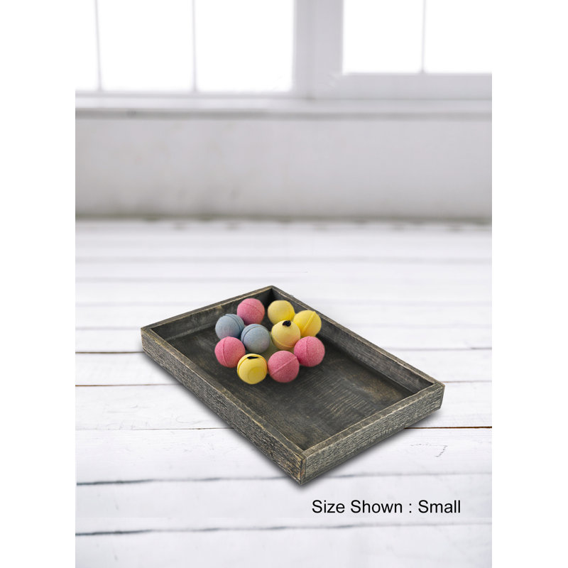 Gracie Oaks Dark Wood Rectangle Serving Tray (Set Of 6) - 1.7" H X 15" L X 10" W - Elegant Wooden Tray For Coffee Table Decor, Serving Snacks, And Entertaining Guests