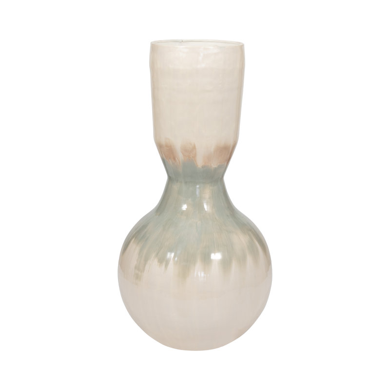 Vase de table moderne en métal à deux tons pour la décoration intérieure, H 23 po x l 12 po x L 12 po