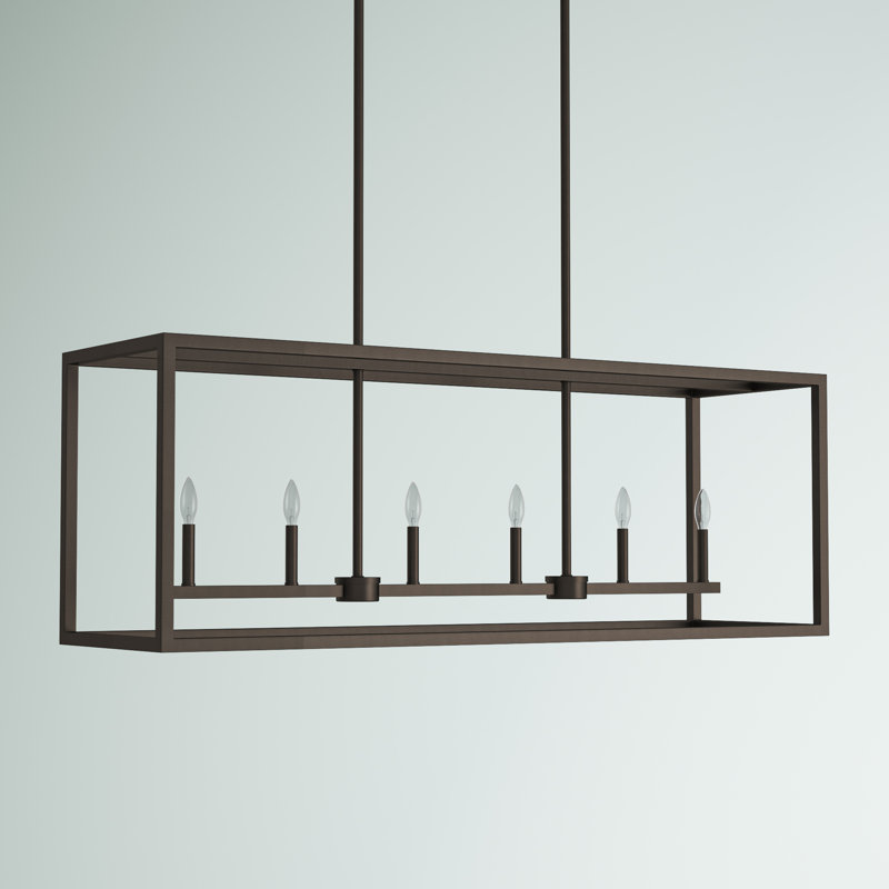 Agawam 6-Light Dimmable Steel Linear Pendant, No, Bronze