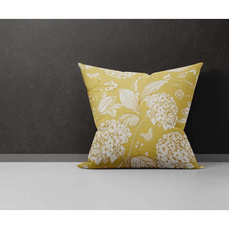 Housse et insert de coussin en coton Lya, L 17 po x H 17 po, Jaune