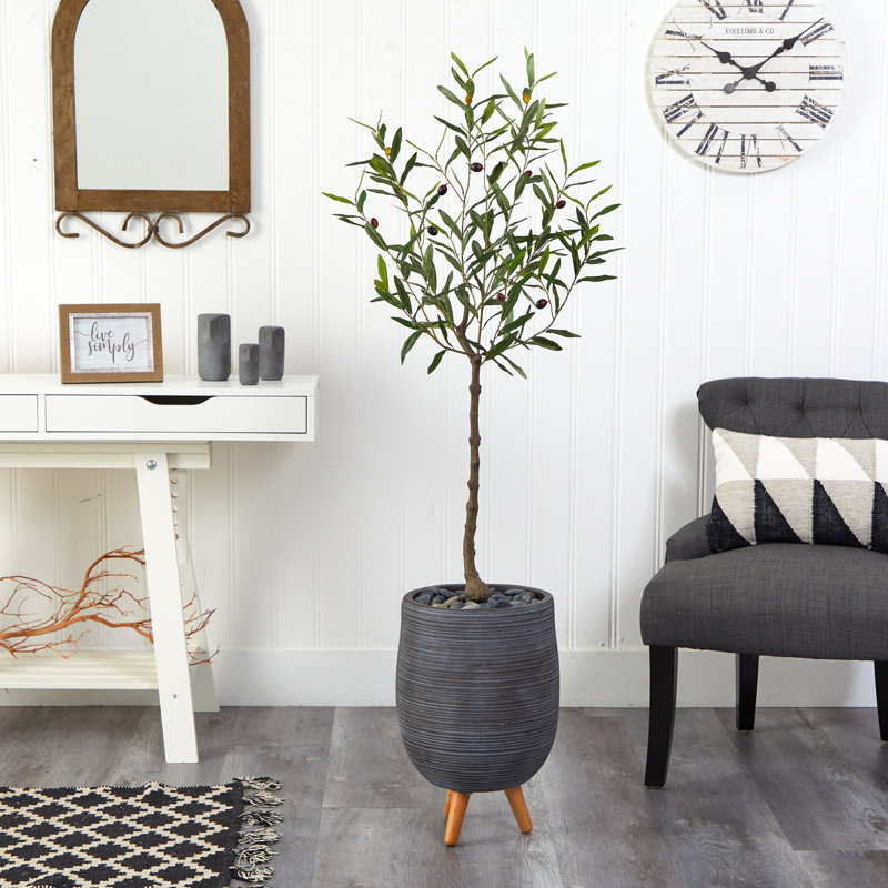Olive artificielle en pot, H 54 po x l 16 po x P 16 po