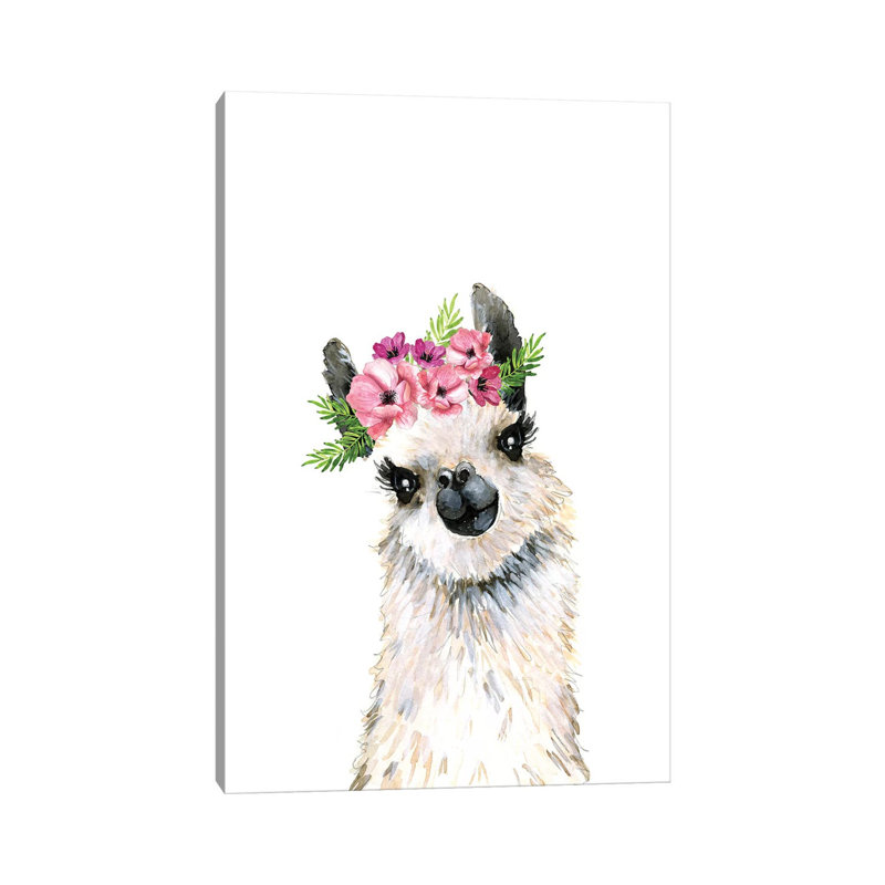 Charmante couronne de Lama par Mercedes Lopez charro-impression, H 40 po x l 26 po x P 1,5 po, Pas de tapis, Toile tendue