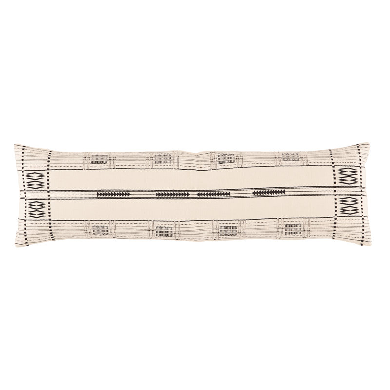 Taren Embroidered Cotton Reversible Pillow Cover, Down Alternative, Striped 