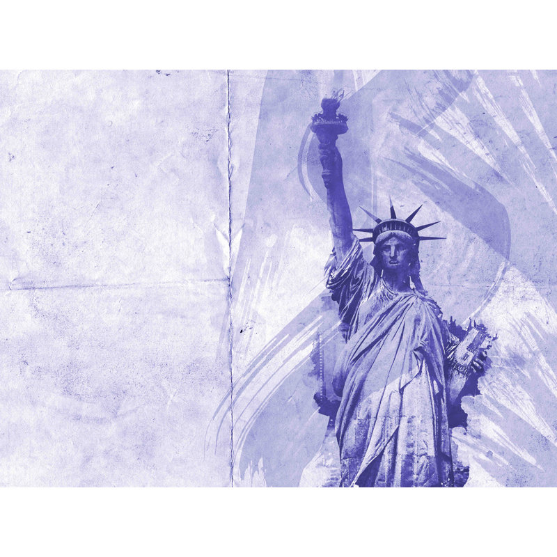 Décalcomanie murale amovible en aquarelle statue of liberty, H 18 po x l 24 po, Bleu