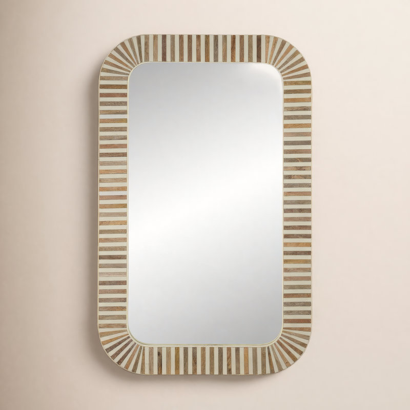 Miroir rectangulaire en bois et os Rutgers