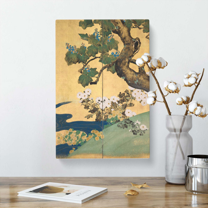 Chrysanthemums by Sakai Hoitsu - Wrapped Canvas Painting, 50cm H x 35cm W x 3cm D