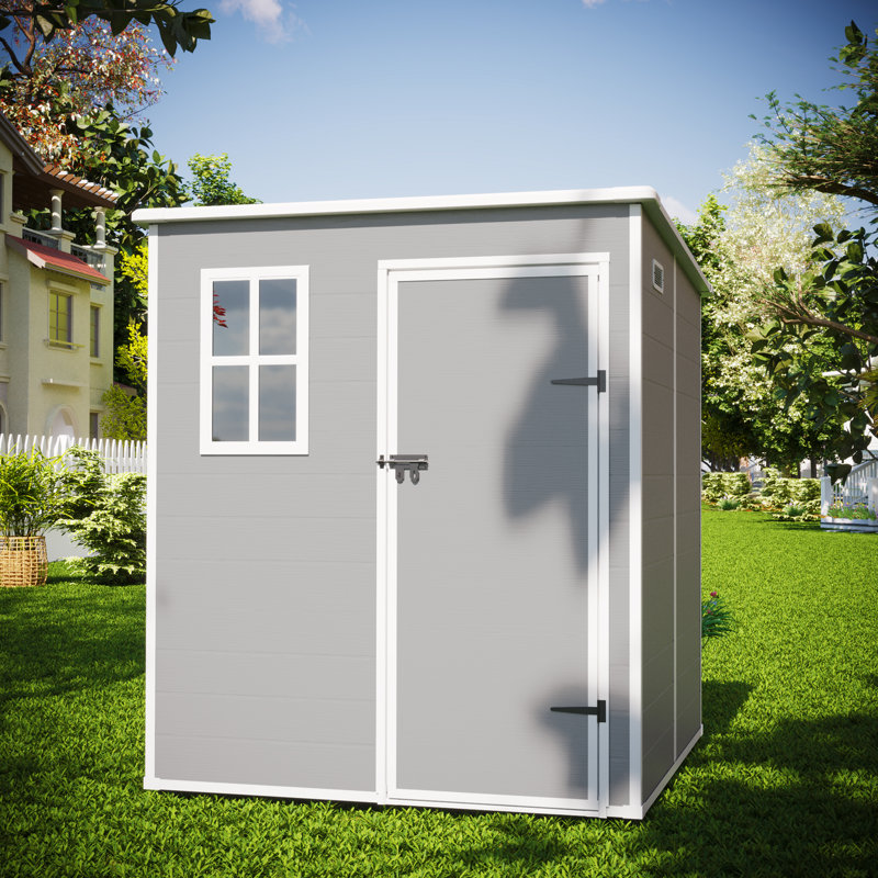Remise de rangement extérieure en résine 6 po x 6 po avec plancher, Gris