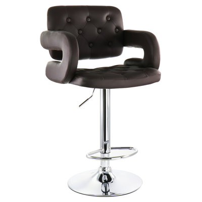 Milosava Swivel Upholstered Faux Leather Adjustable Height Counter Stool with Stainless Steel Frame