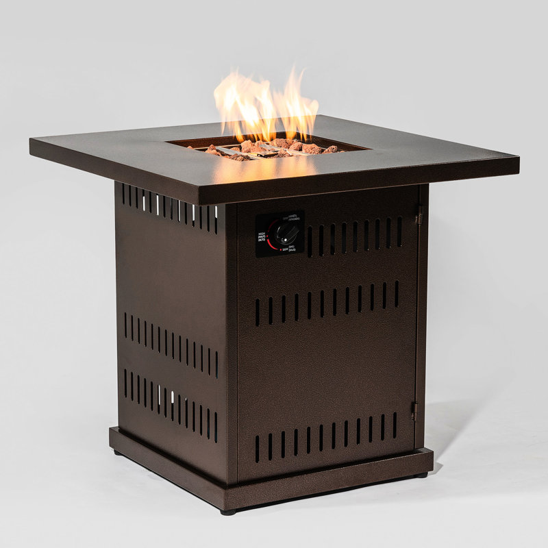 28in Steel Fire Table - Ideal For Enjoying Outdoor Time Propane Adjustable Flame Settings Customized Experience