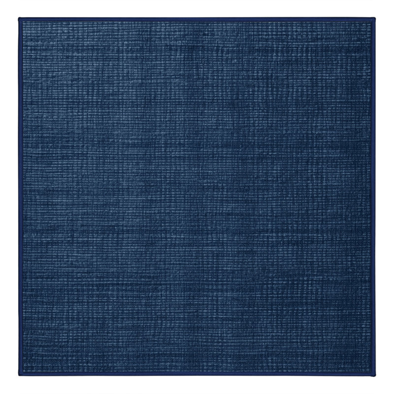 Tapis bleu uni lavable à la machine, Carré 6 pi