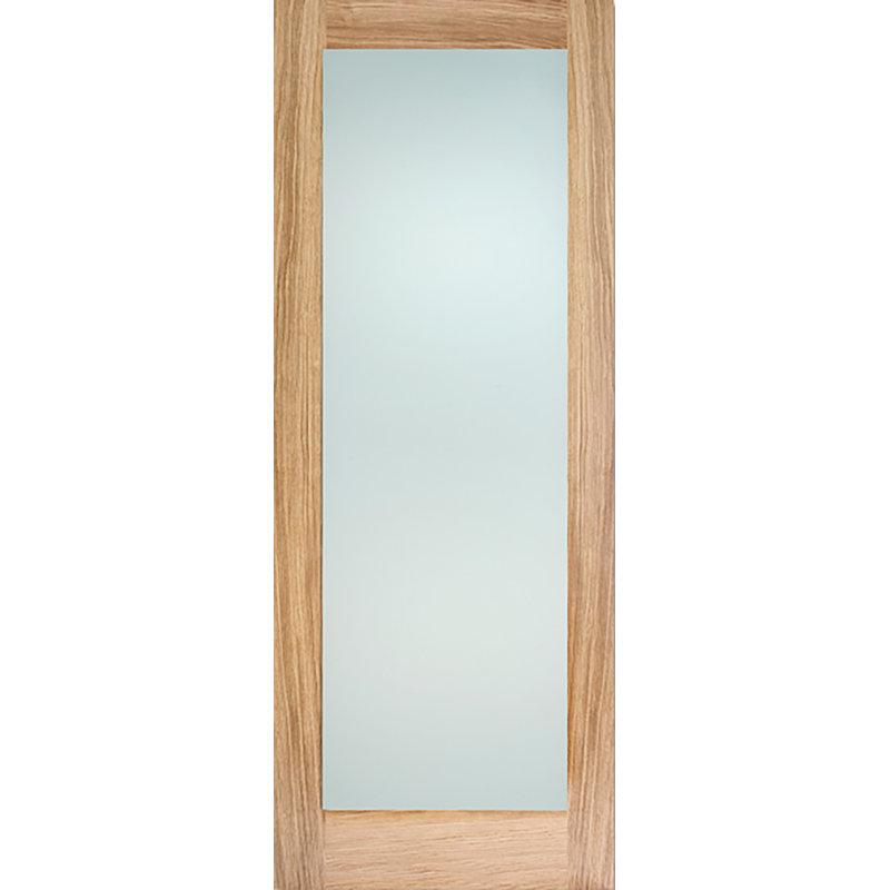 Pattern 10 1L Frosted Glazed Unfinished Oak Internal Door, 198.1cm H x 81.3cm W x 3.5cm D