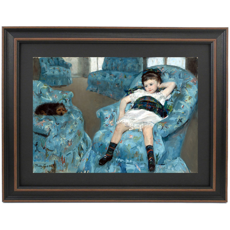 Petite fille dans un fauteuil bleu par Mary Cassatt, H 17 po x l 24 po