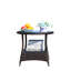 Table basse ronde pour patio avec verre trempé transparent - métal et métal, 21 x 21 x 21 po, brun, résistant aux intempéries, avec assemblage inclus, fer et eau