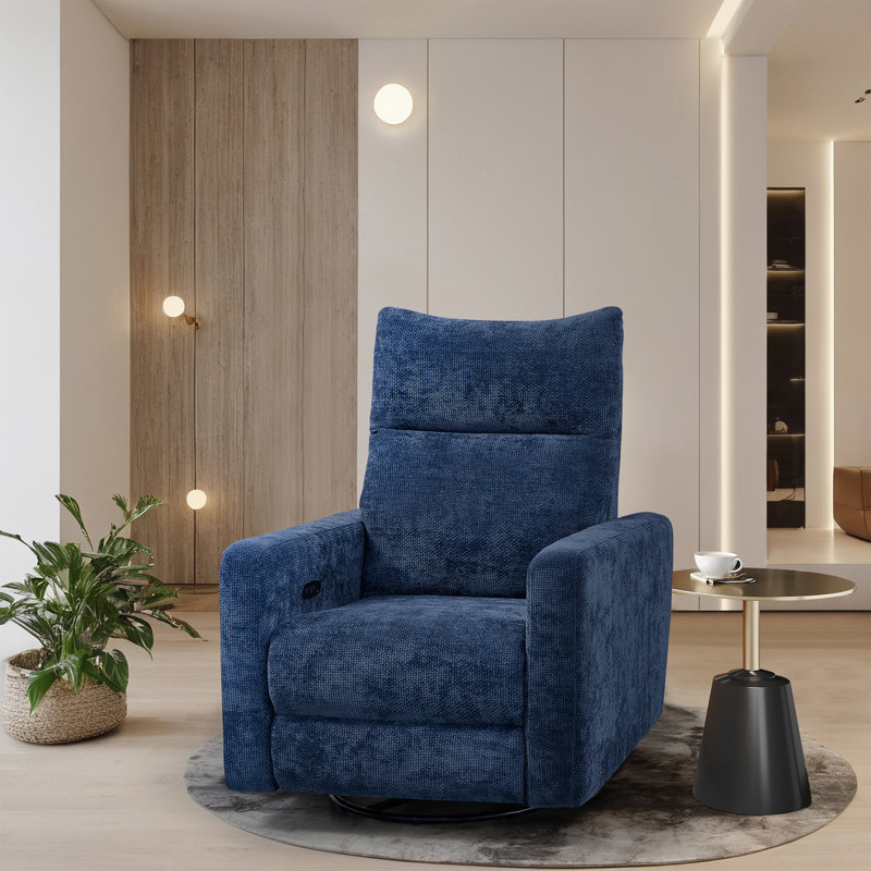 Vinathi Upholstered Power Recliner, Blue