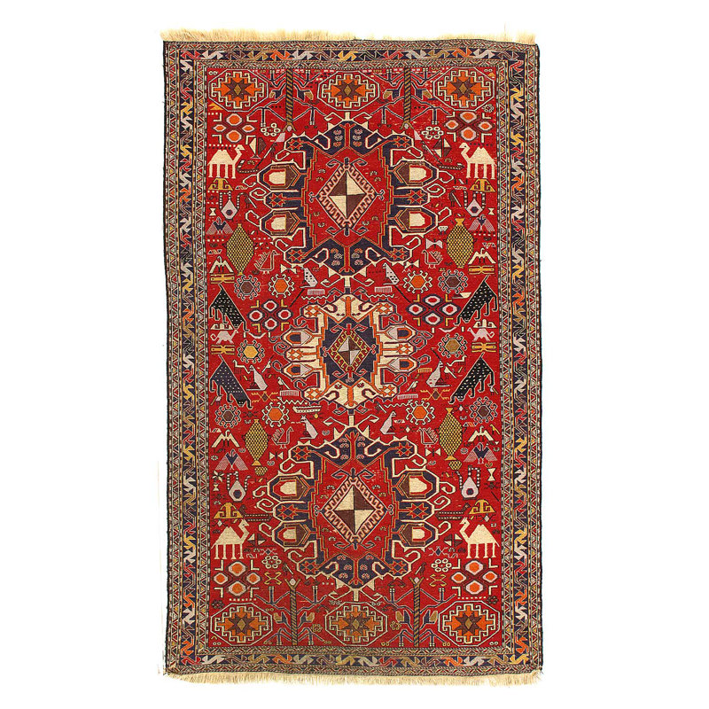 Tapis rétro persan Sumak 3 pi 9 po x 6 pi 2 po