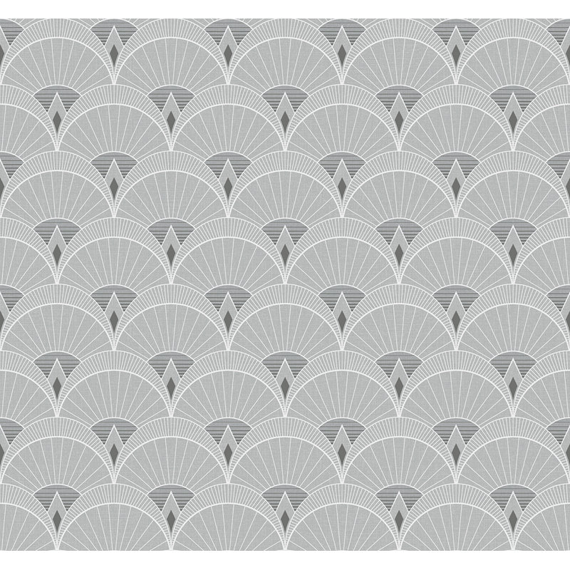 Papier peint L 27 pi x l 27 po Asja, Gris