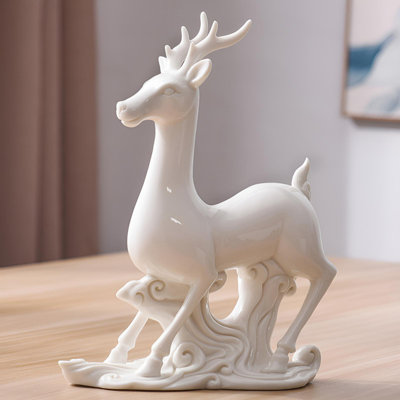 Porcelain Deer Figurine – Elegant White Ceramic Home Decor