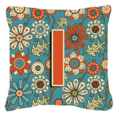 Lettre fleurs Monogram rétro intérieur/extérieur Throw Pillow
