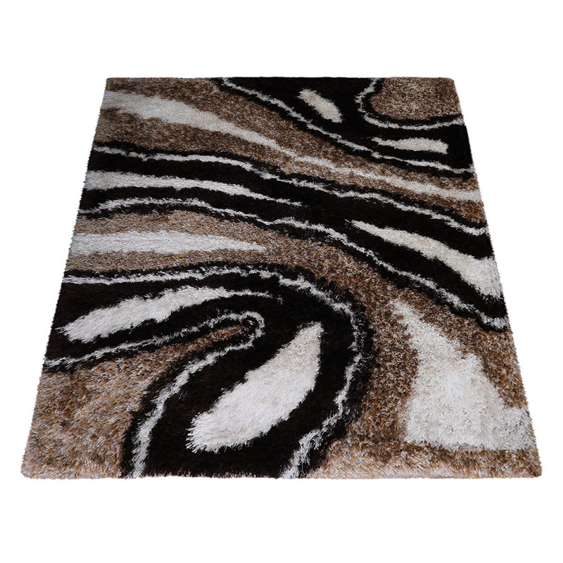 Tapis à poil long en polyester touffeté à la main Eden, Rectangulaire 8 pi x 10 pi