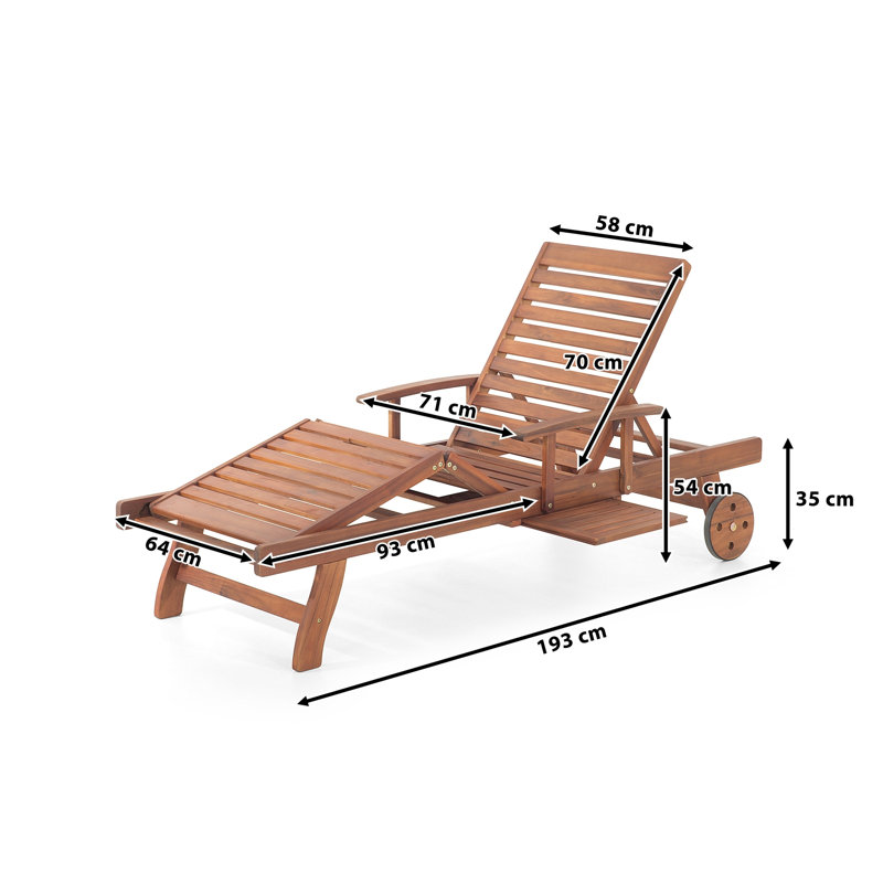 Vanhorn 198cm Long Reclining Acacia Single Chaise