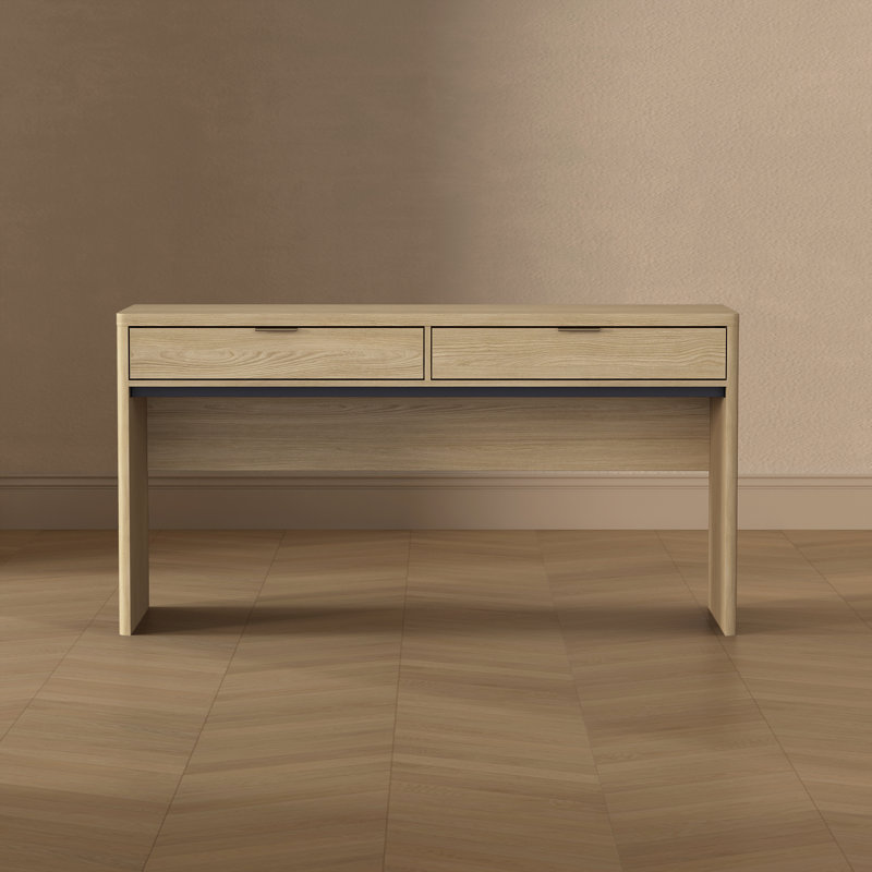 Bureau Evelyn moderne à 2 tiroirs de 152 cm (60 po) de couleur beige, Natural